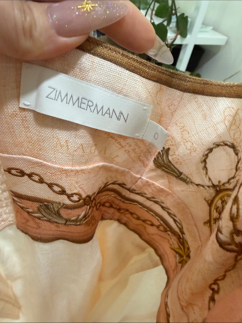Scarborough Picnic Midi Dress In Peach Nautical Map 0 Authentic - Picture 5 of 8